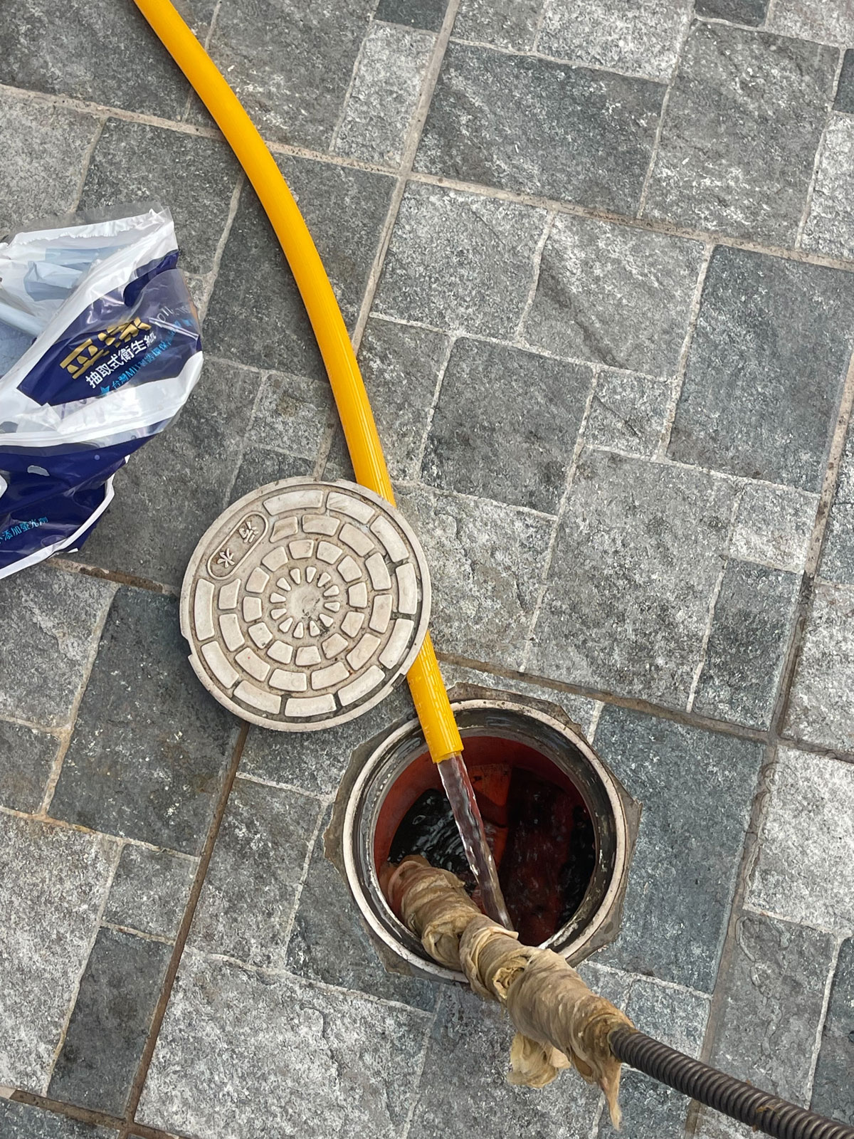 宜蘭壯圍鄉壯五路糞管被濕紙巾堵住